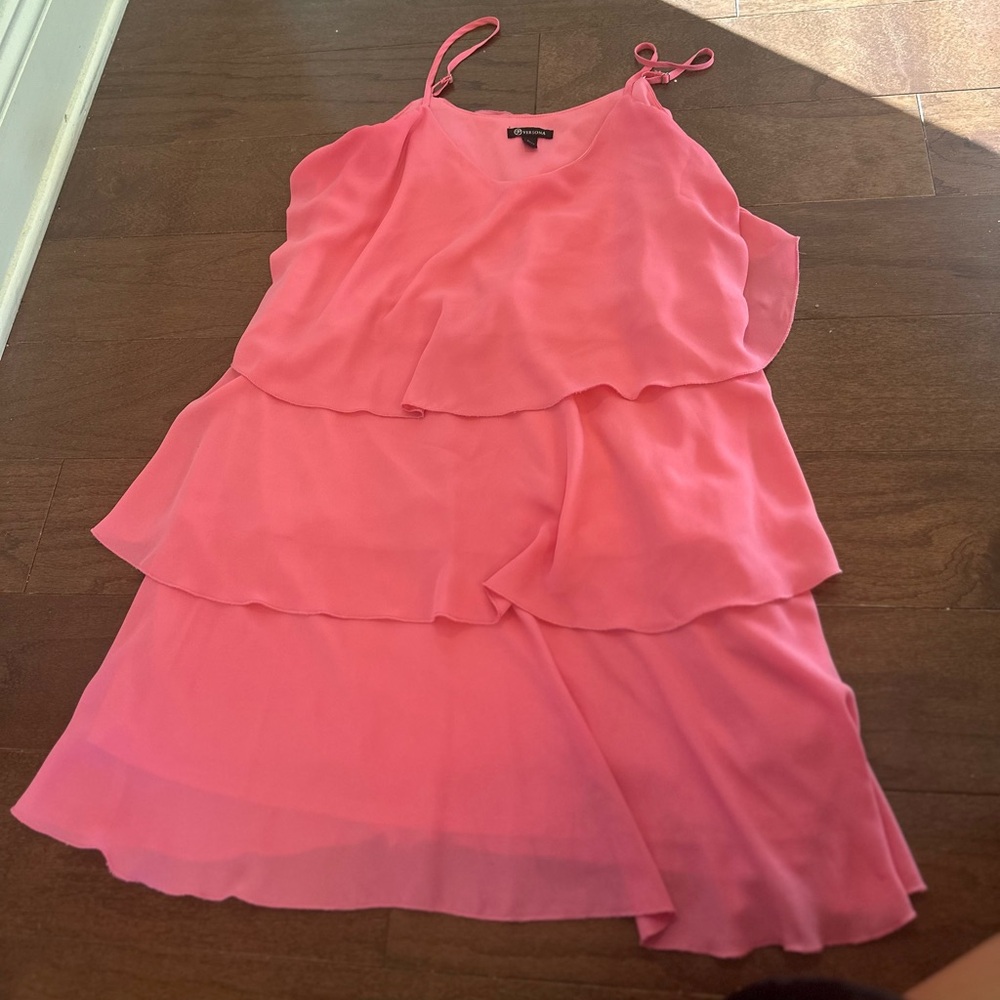Versona Pink Ruffle Spaghetti Mini Dress Size Large